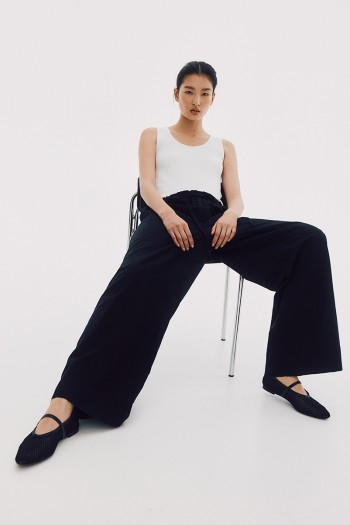 Wide-leg Linen-blend Pants