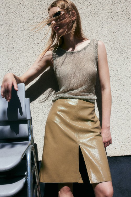 Coated Pencil Skirt